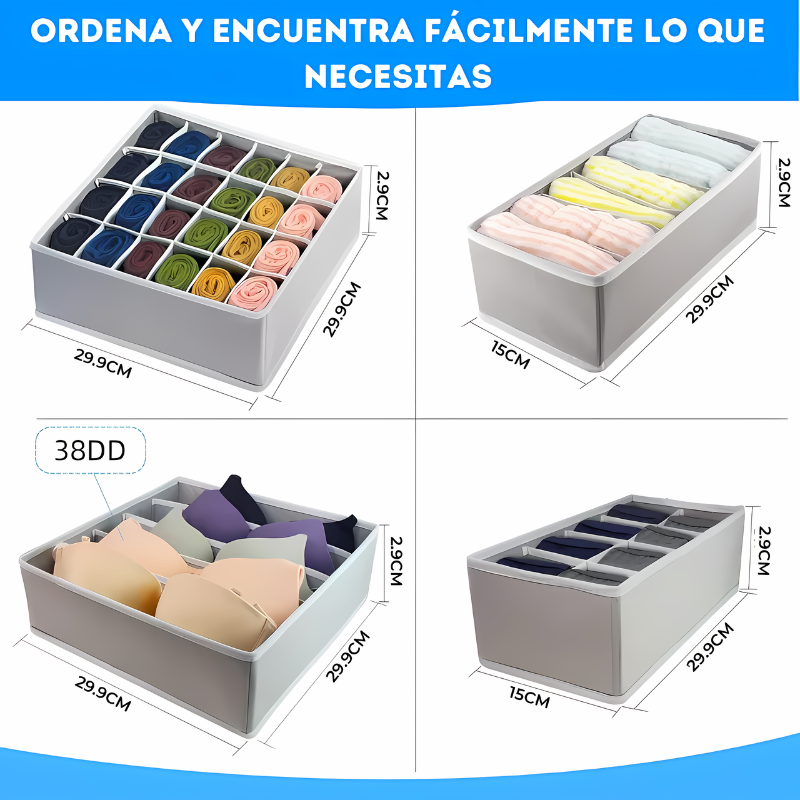 Luxe Harmony®️ Kit de 4 Organizadores de Ropa Interior Premium